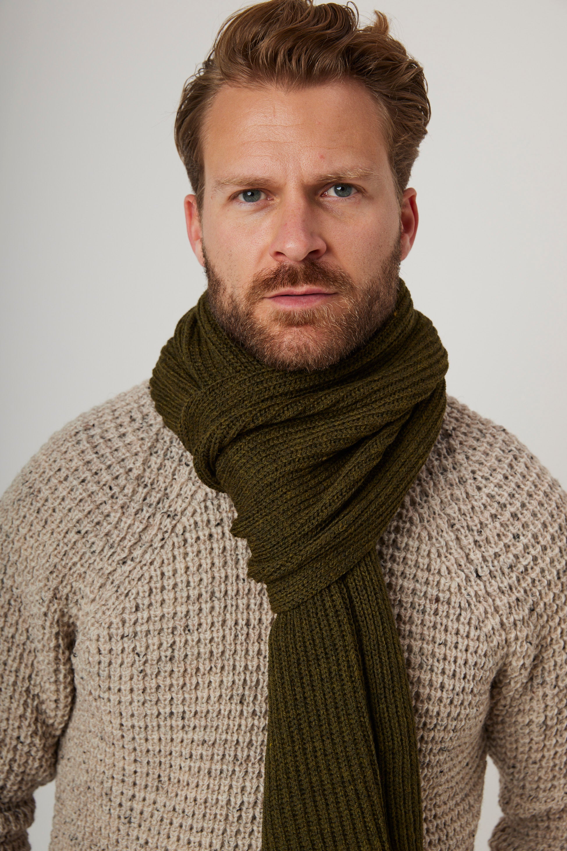 Image of model wearing Porter Ribbed Scarf. One Size 
