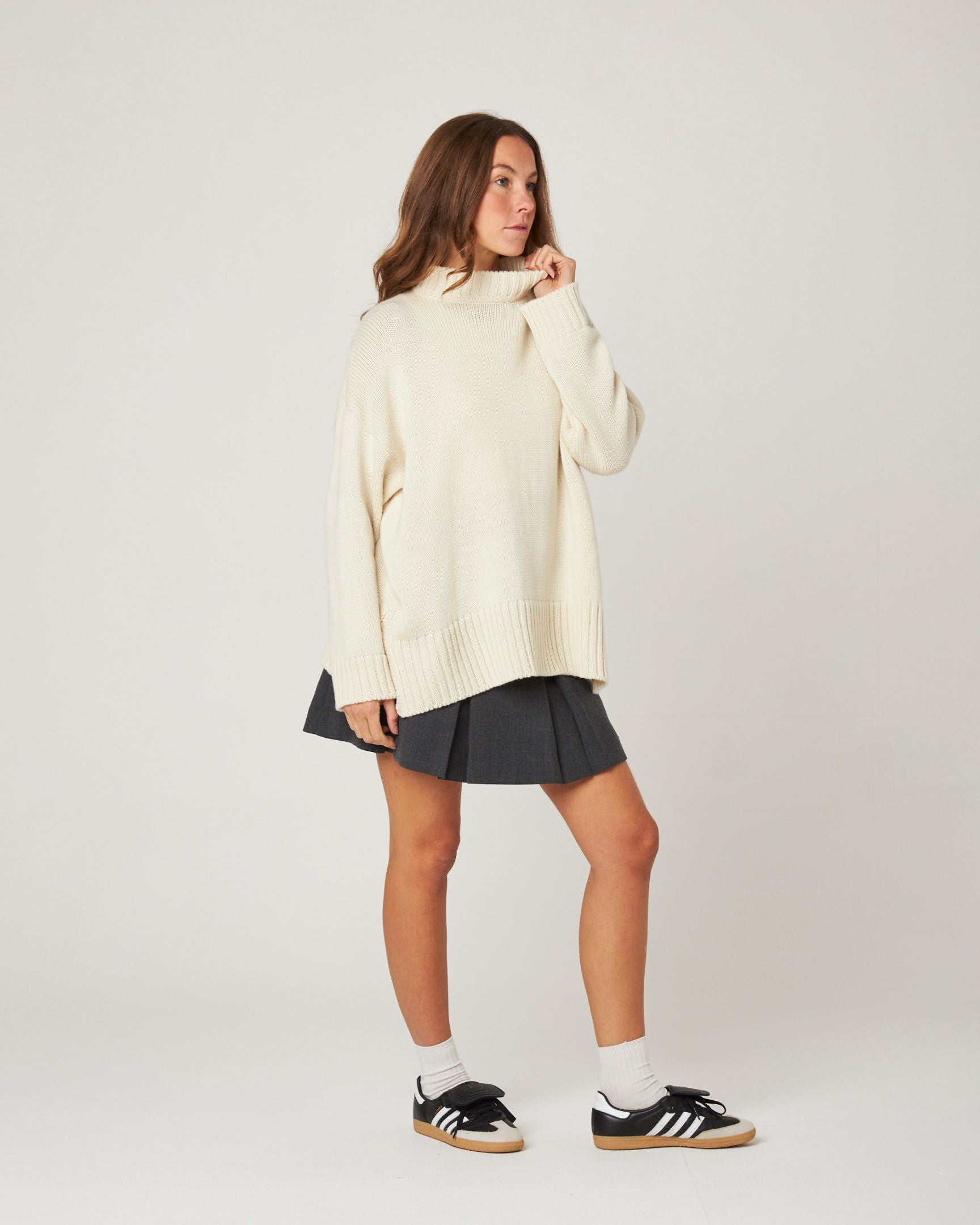 Image of model wearing Bearing Full Jumper. 