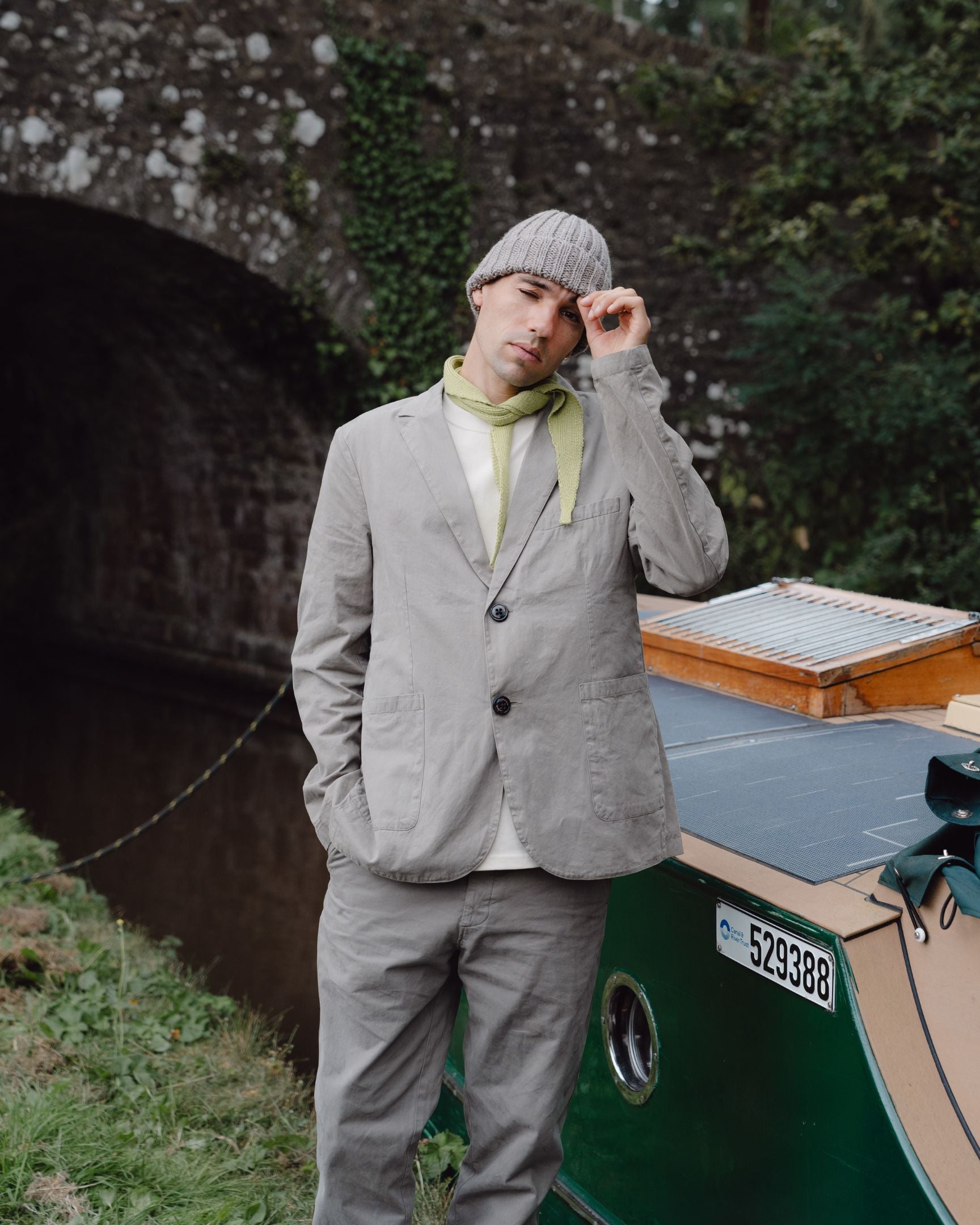 Image of model wearing Belmont Blazer. 