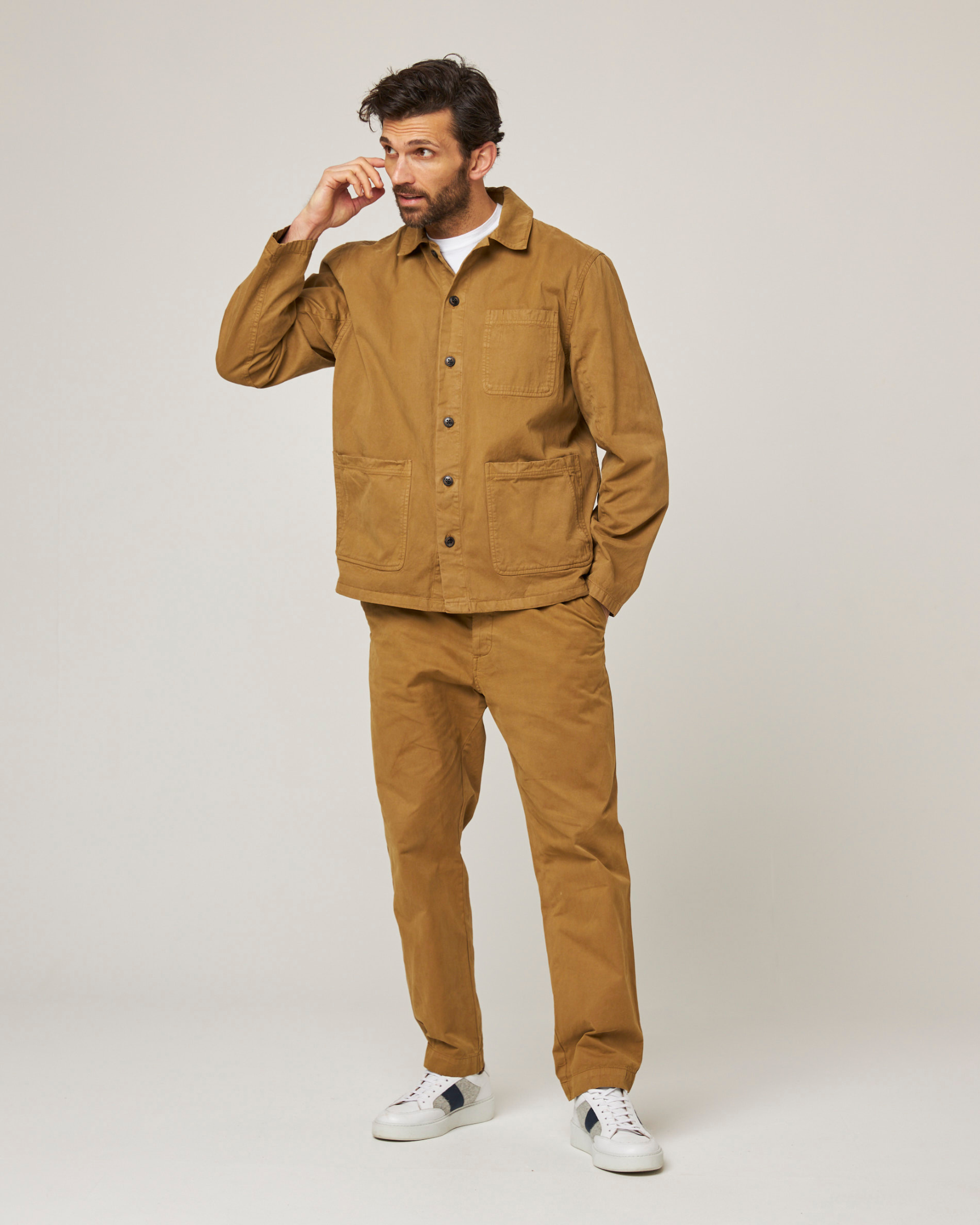 Image of model wearing Ashton Chore Jacket. 