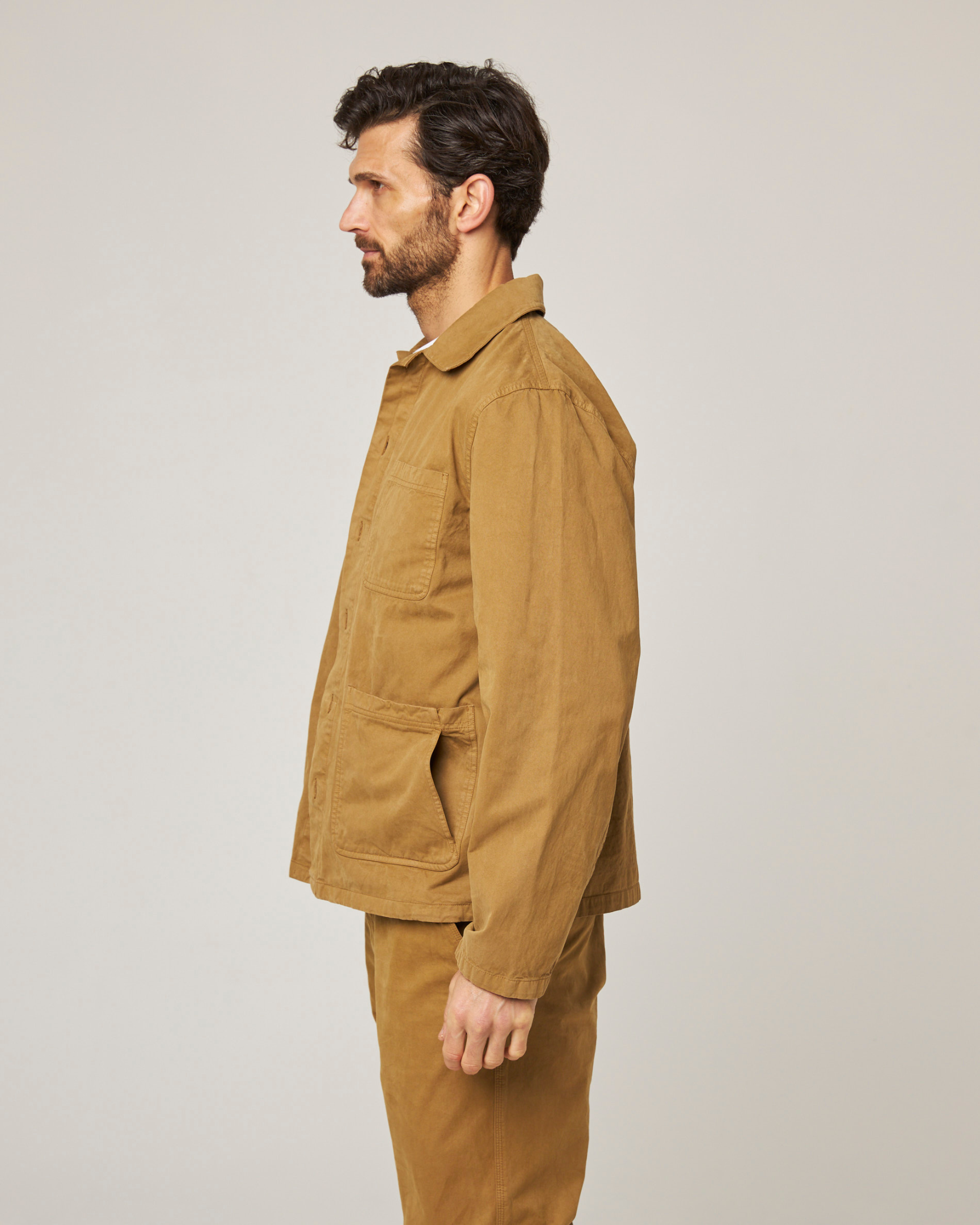 Image of model wearing Ashton Chore Jacket. 