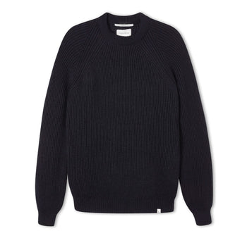Image of model wearing Ford Crew Jumper. Model is 6ft, chest size 36in and wearing size Large