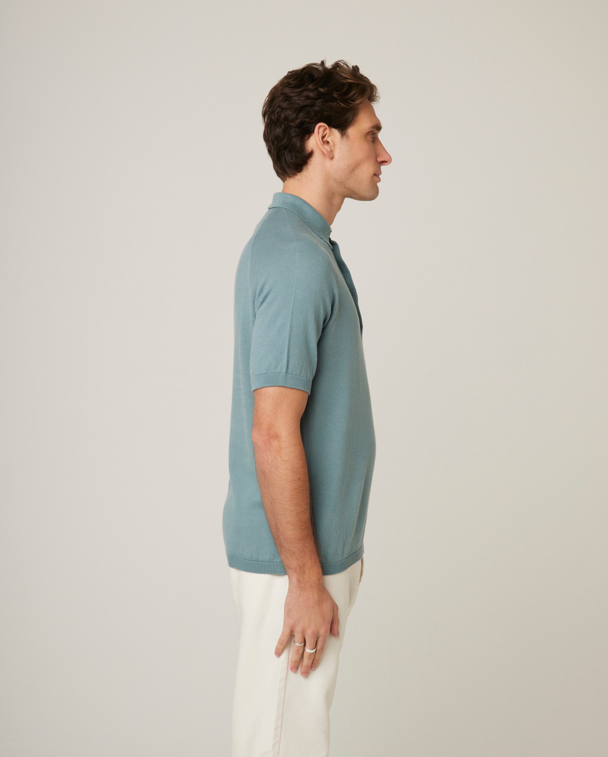 Image of model wearing Jones Polo Shirt 2.0. 