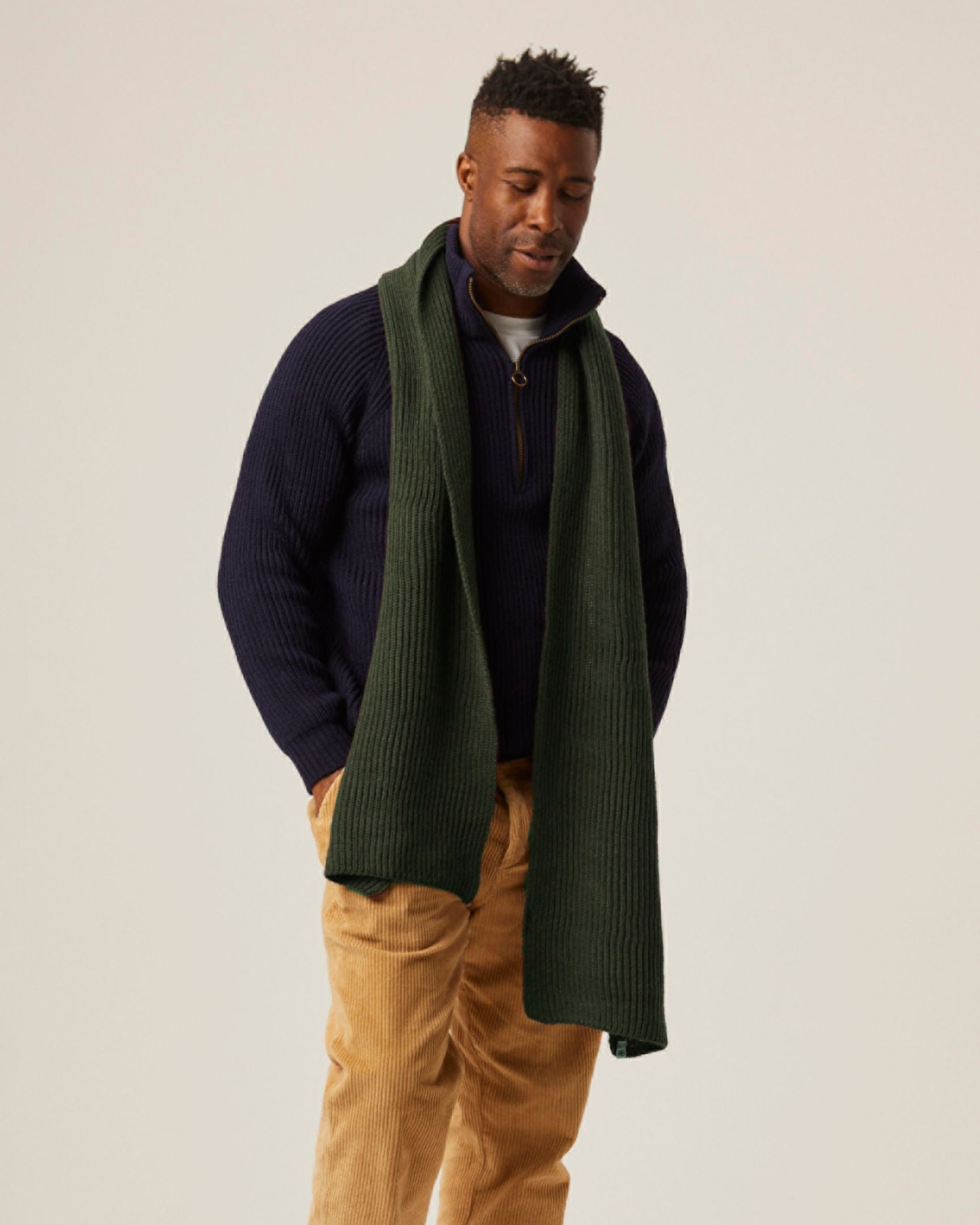Image of model wearing Porter Ribbed Scarf. One Size 