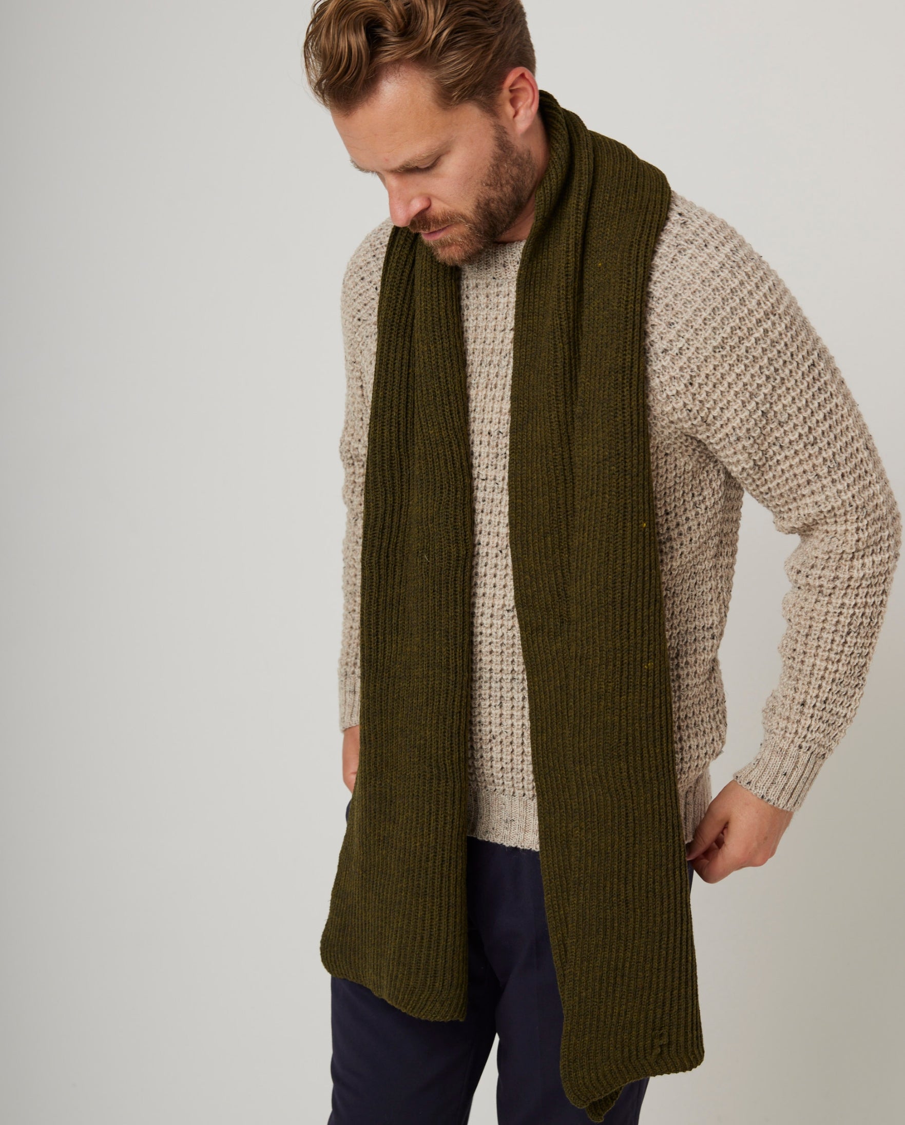 Image of model wearing Porter Ribbed Scarf. One Size 