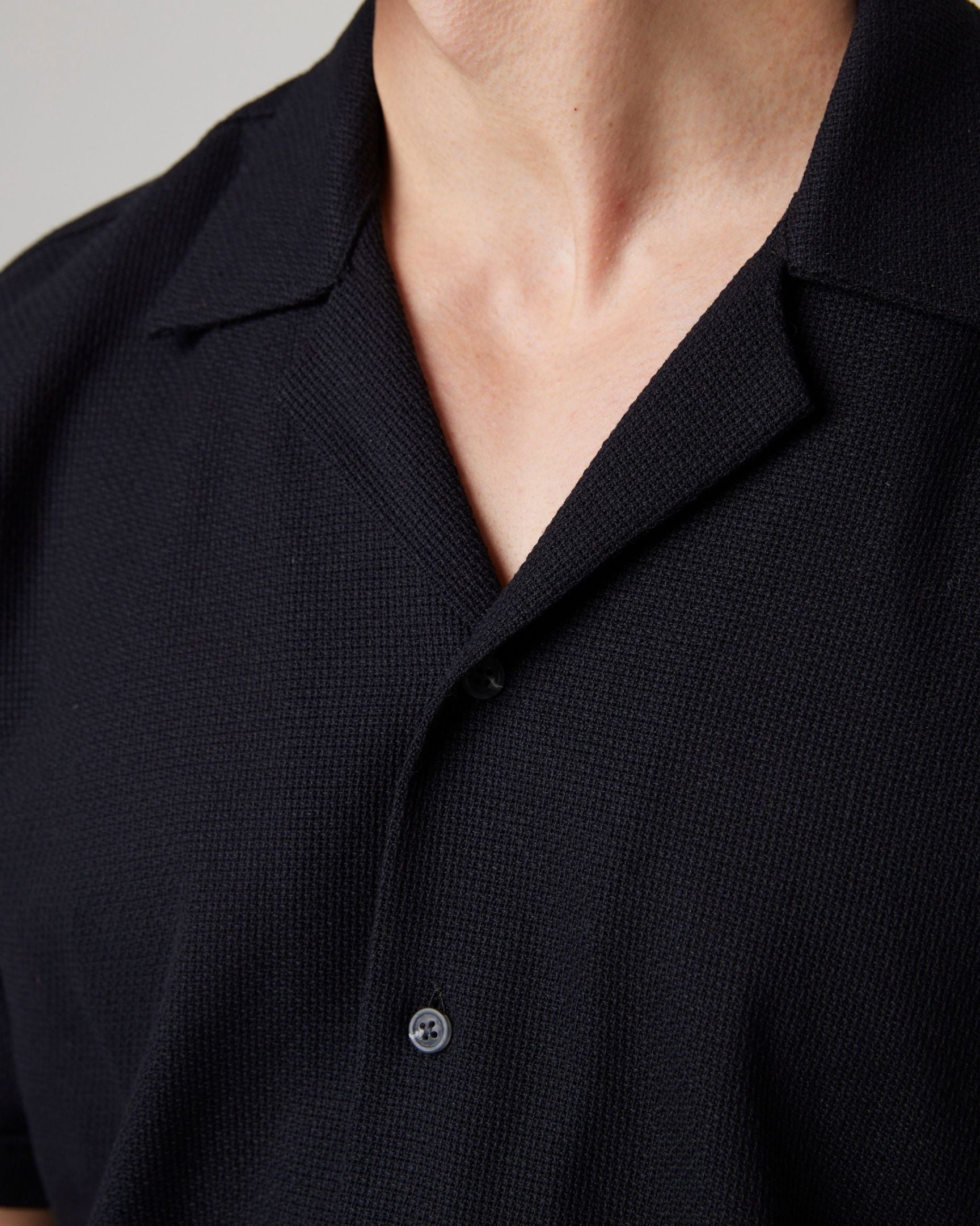 Image of model wearing Quay Cuban Collar Shirt . 