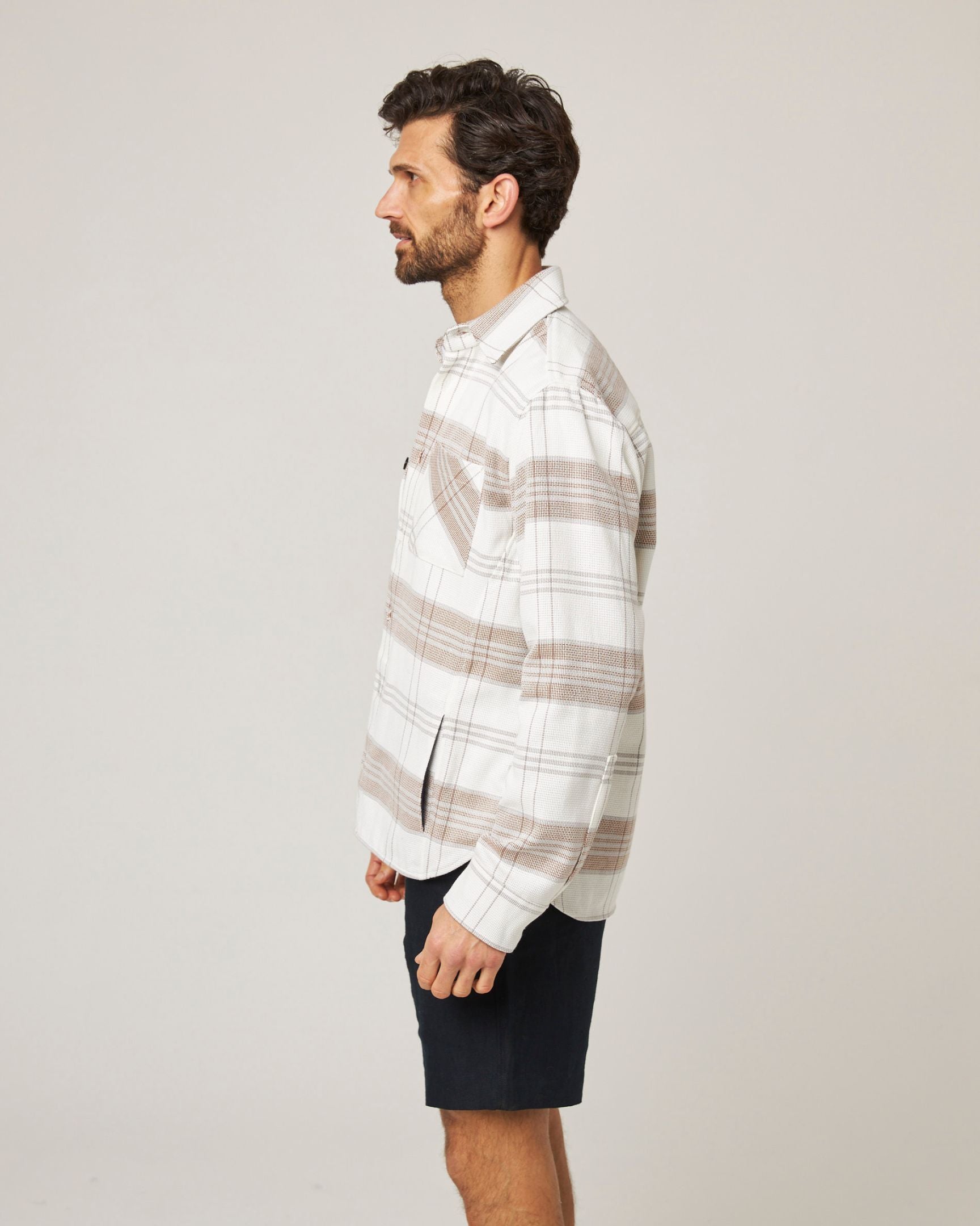 Image of model wearing Blunt Overshirt. 