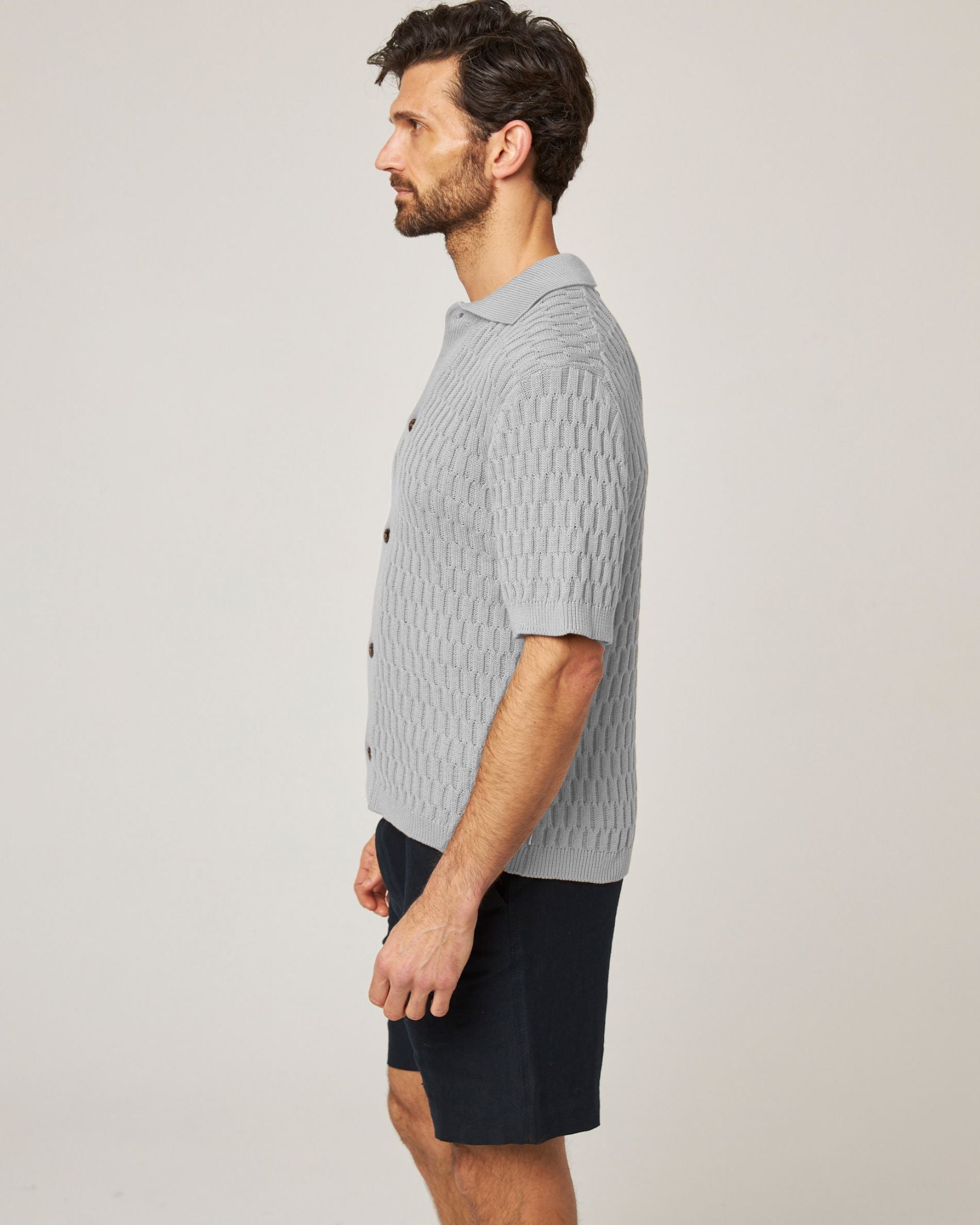 Image of model wearing Cove Knitted Shirt . 