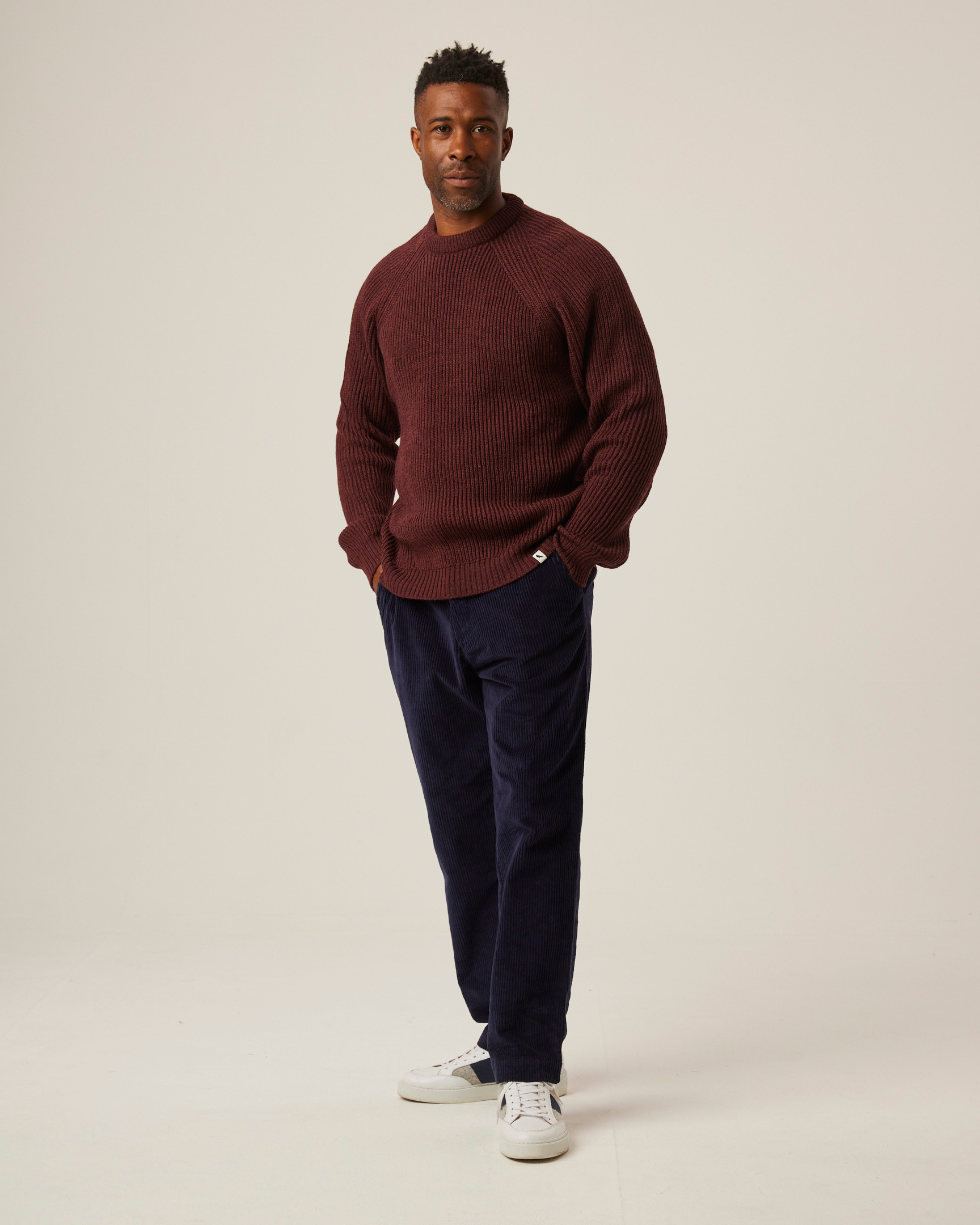 Image of model wearing Ford Crew. Model is 6ft, chest size 36in and wearing size Large