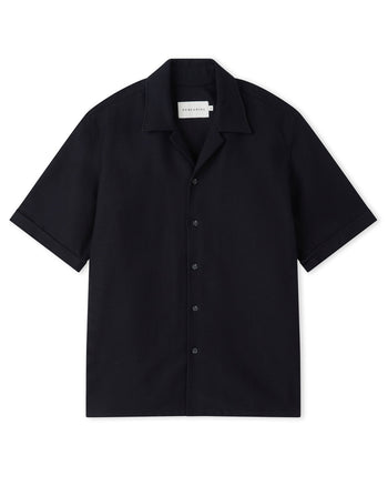 Image of model wearing Quay Cuban Collar Shirt . 