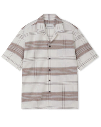 Image of model wearing Quay Cuban Collar Shirt . 