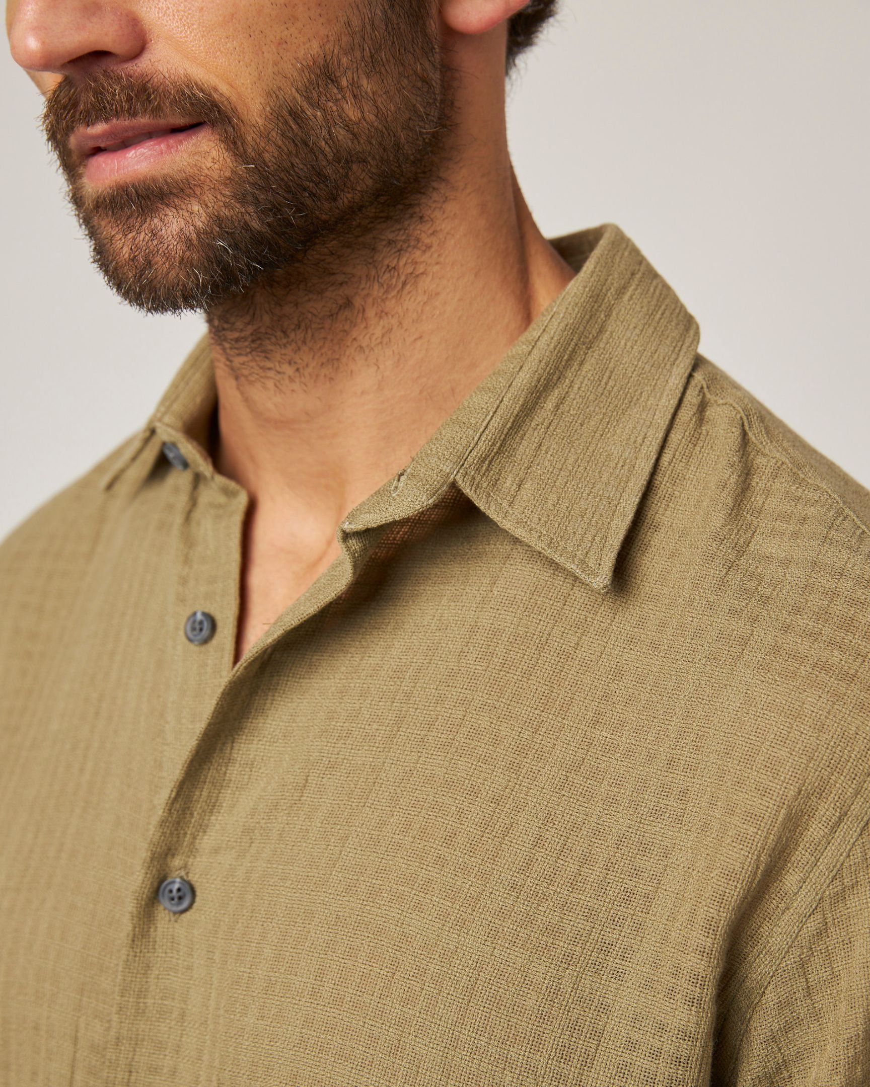 Image of model wearing Resort Shirt. 