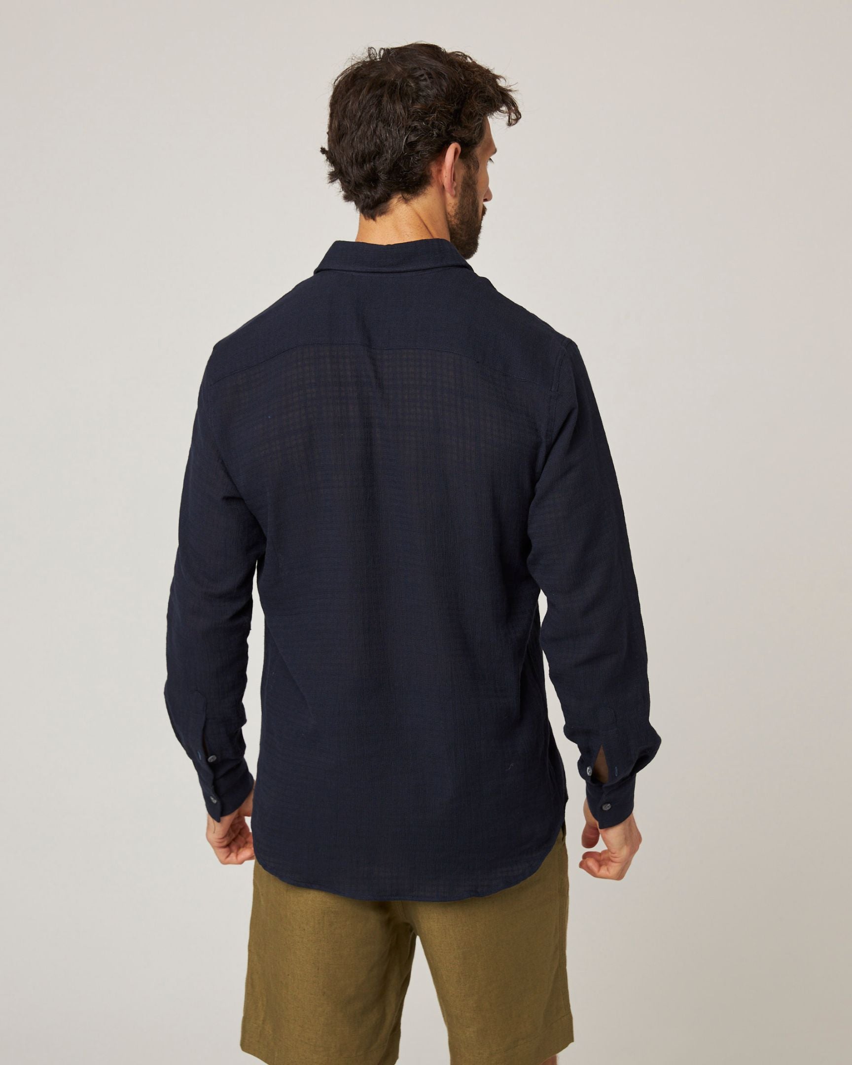 Image of model wearing Resort Shirt. 