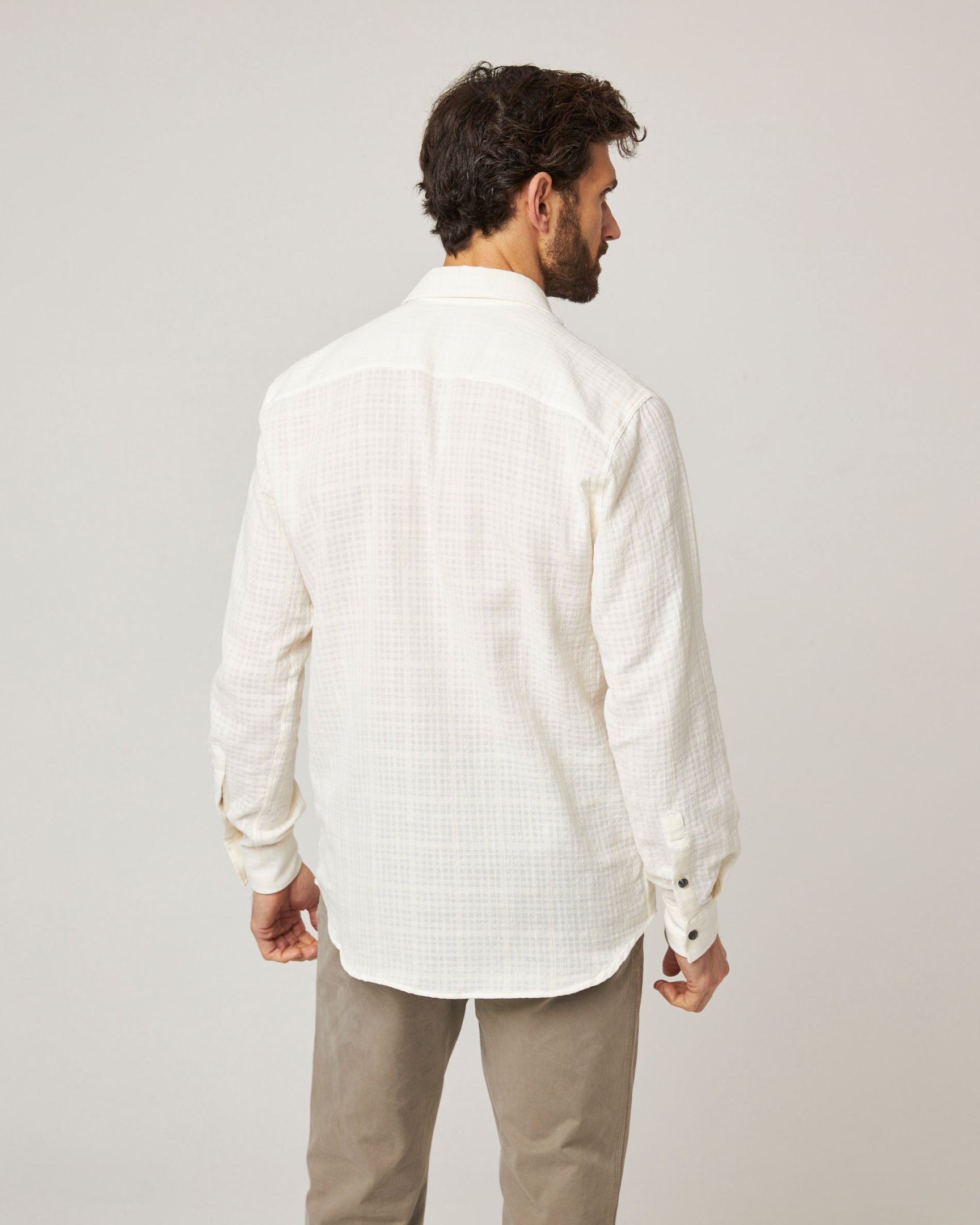 Image of model wearing Resort Shirt. 
